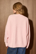 LE LIS - Embroidered Christmas Tree Pocket Oversized Knit Sweater