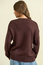 HOWDY' EMBROIDERED ROUND NECK OVERSIZED SWEATER