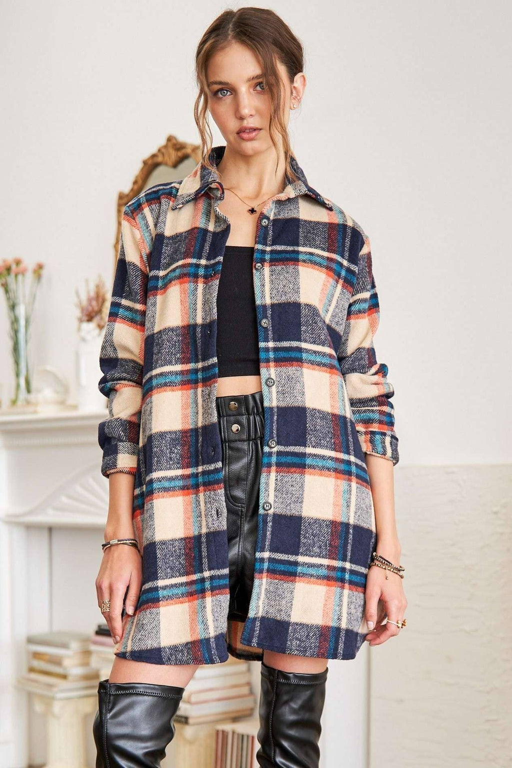 ADORA LA - CEJ1987A - CLASSIC FLANNEL SHACKET