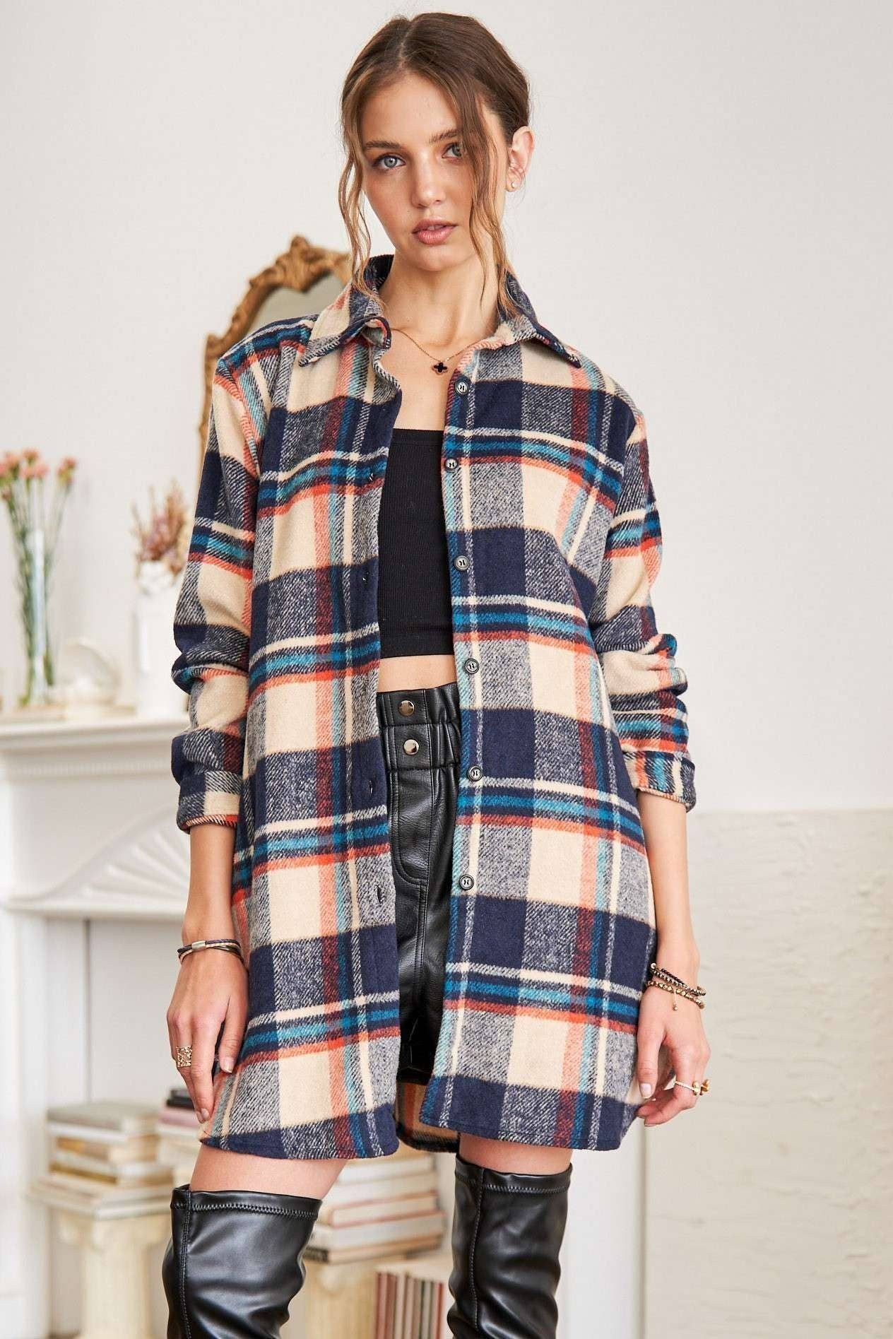 ADORA LA - CEJ1987A - CLASSIC FLANNEL SHACKET