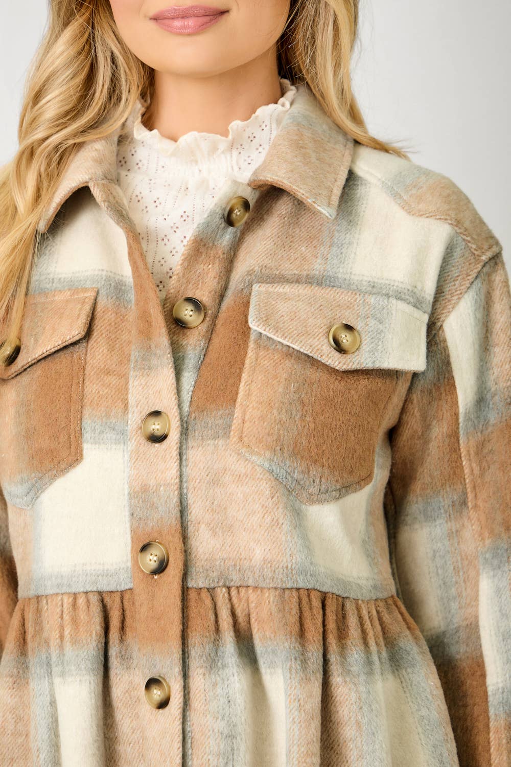 Perfect Peplum Fringe Plaid Jacket