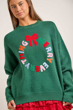 Merry Everything Knit Sweater with Wreath & Bow – Holiday