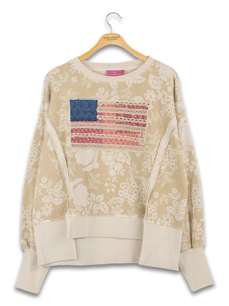 Simply Southern - Washed Flag Pullover