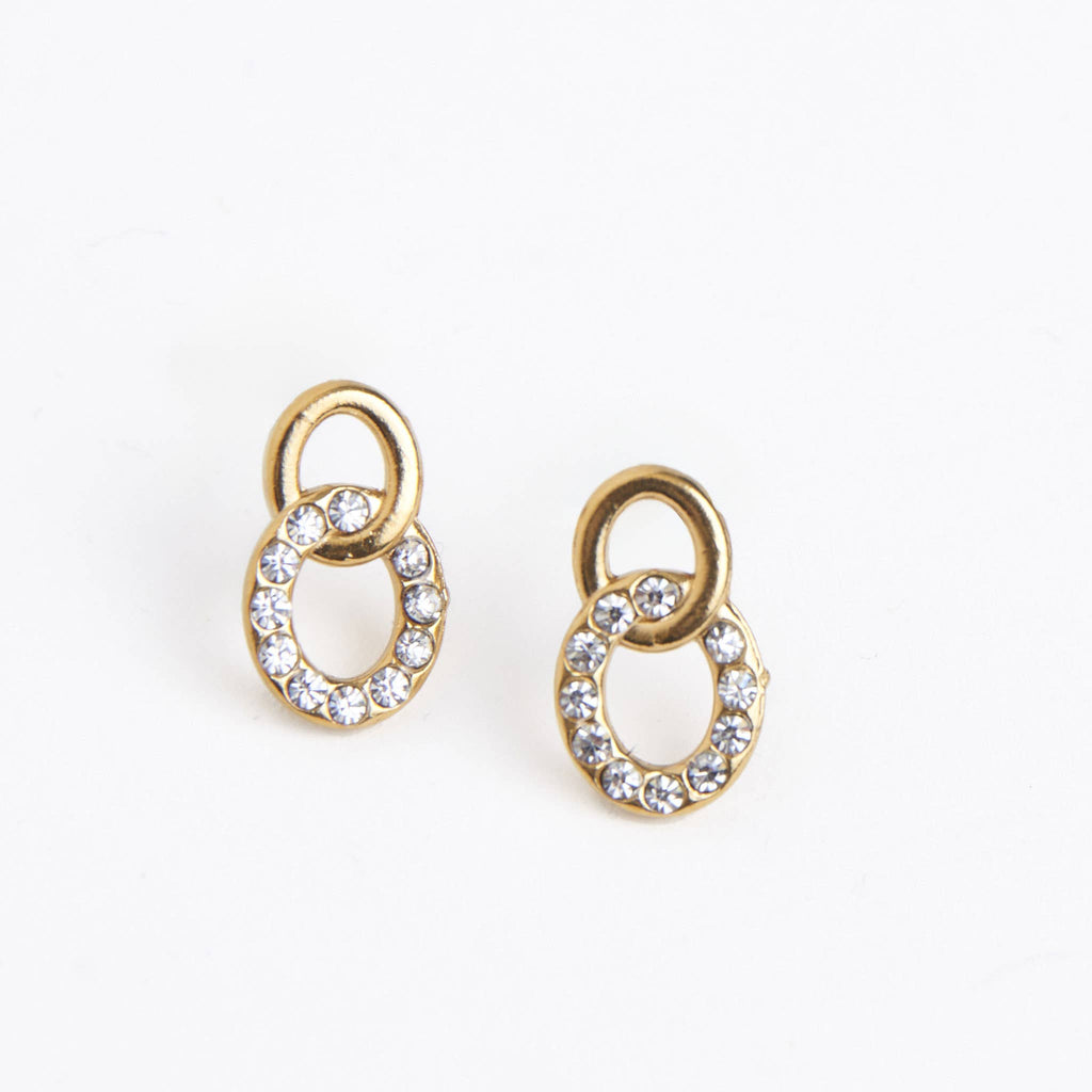 Howard's - Waterproof Earrings Double Circle Link 18K Gold Studs