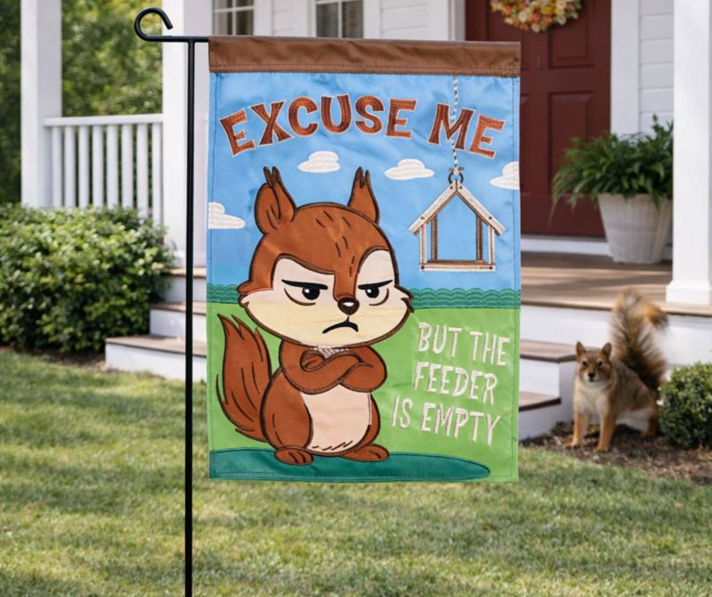 Garden Flag Squirrel Excuse Me