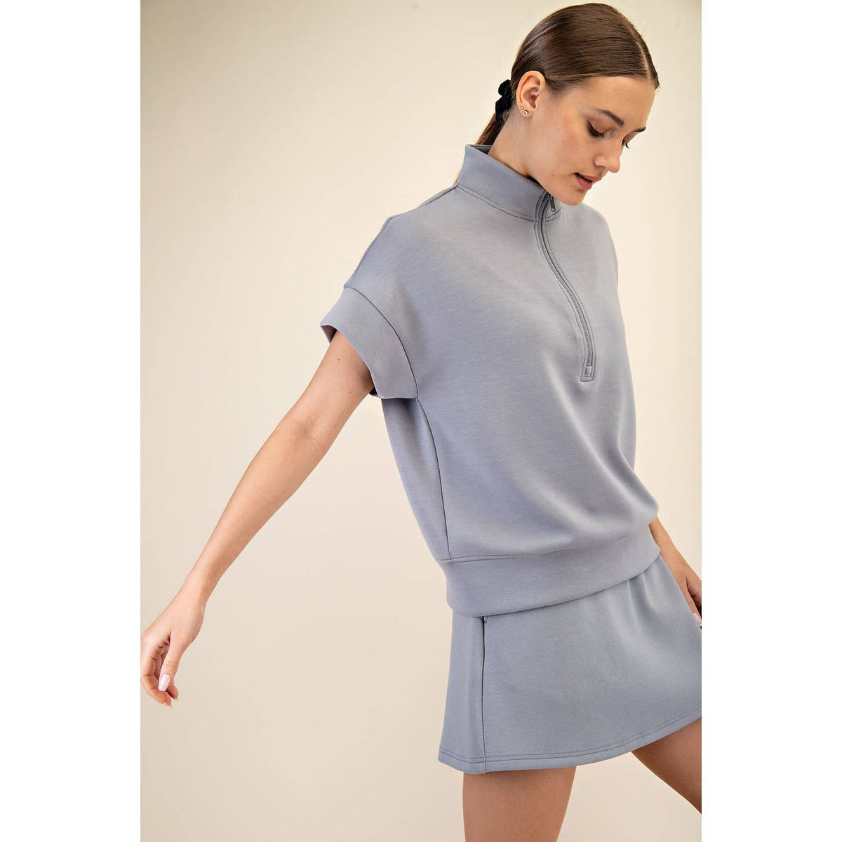 Rae Mode - MODAL SCUBA QUARTER ZIP SHORT SLEEVE TOP
