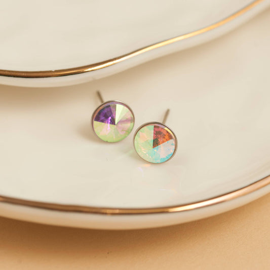 Howard's - Waterproof Earrings Rivoli Crystal Studs in Stainless Steel