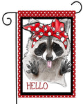 Hello Raccoon Bandana Garden Flag