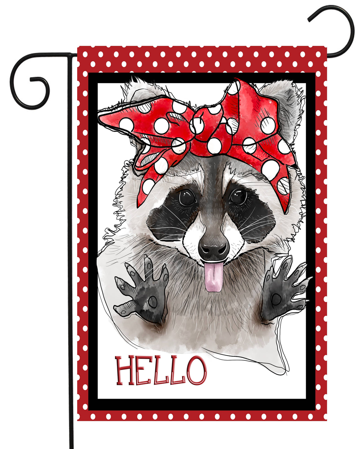 Hello Raccoon Bandana Garden Flag