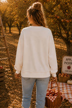 Main Strip - Patchwork Pumpkin Bow Graphic Sweatshirt