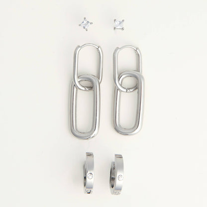 Howard's - Narelle Waterproof Double Linked Hoop Earring Trio