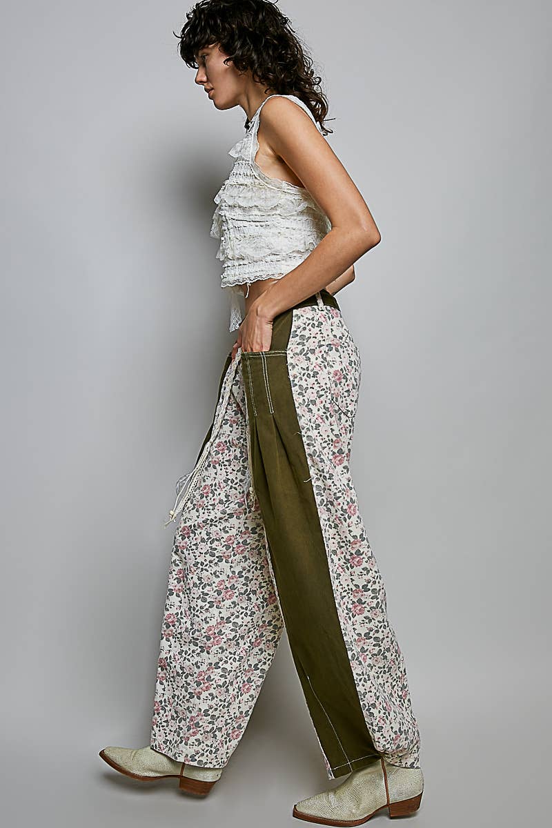 Pol Clothing - Relaxed Tapered Woven Drawstring Lightweight Waistband Pants