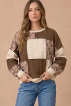 Haptics - Floral and Cable Knit Patchwork Top