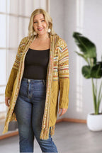 Maya PLUS FRINGE HEM AZTEC CARDIGAN
