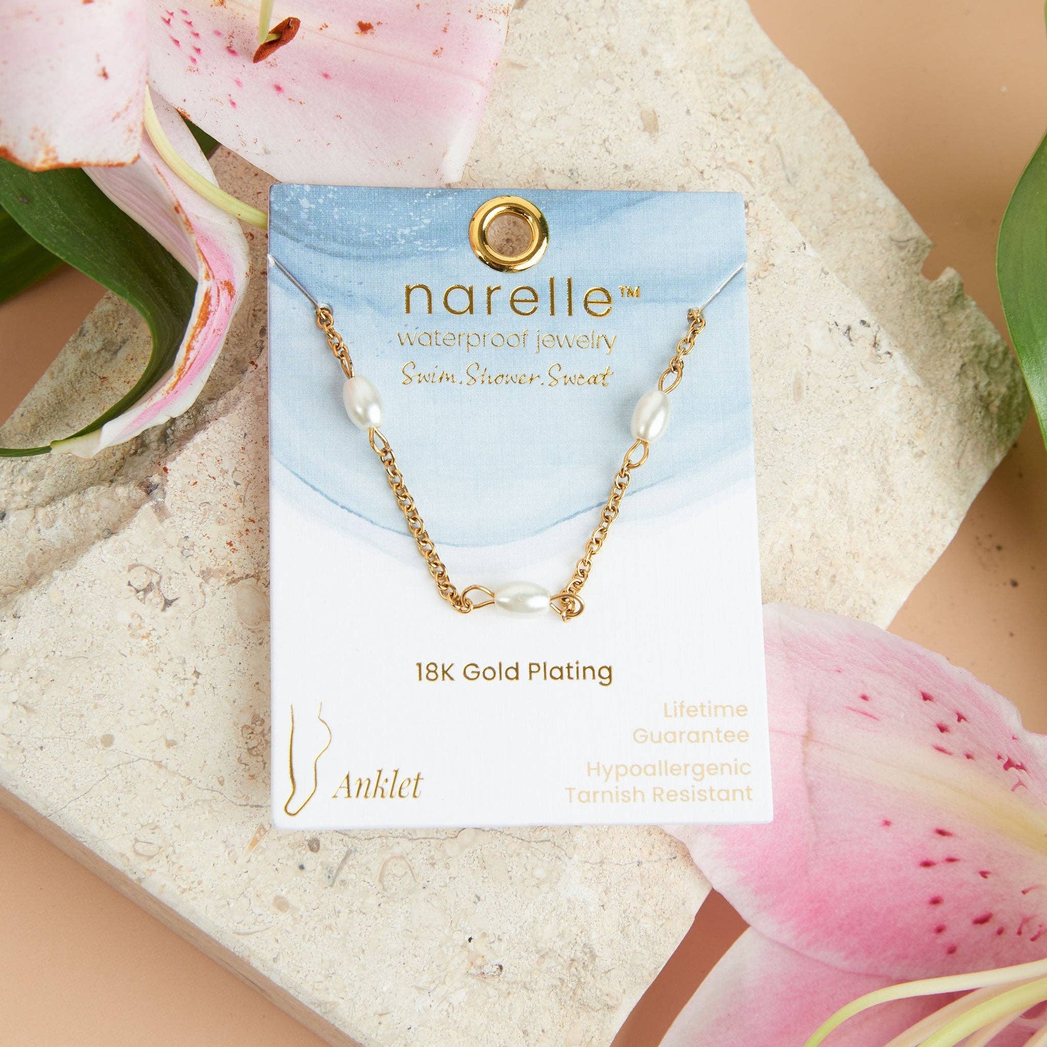 Howard's - Narelle Waterproof Gold Plated Pearl Anklet