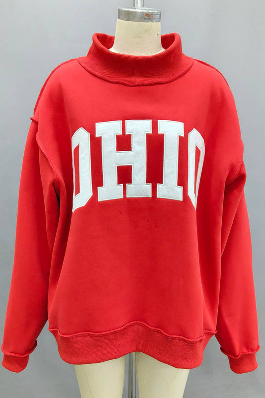 OHIO  'OHIO' Embroidered Mock Neck Sweatshirt