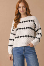Haptics - Plus Textured Stripe Pullover Sweater Knit Top