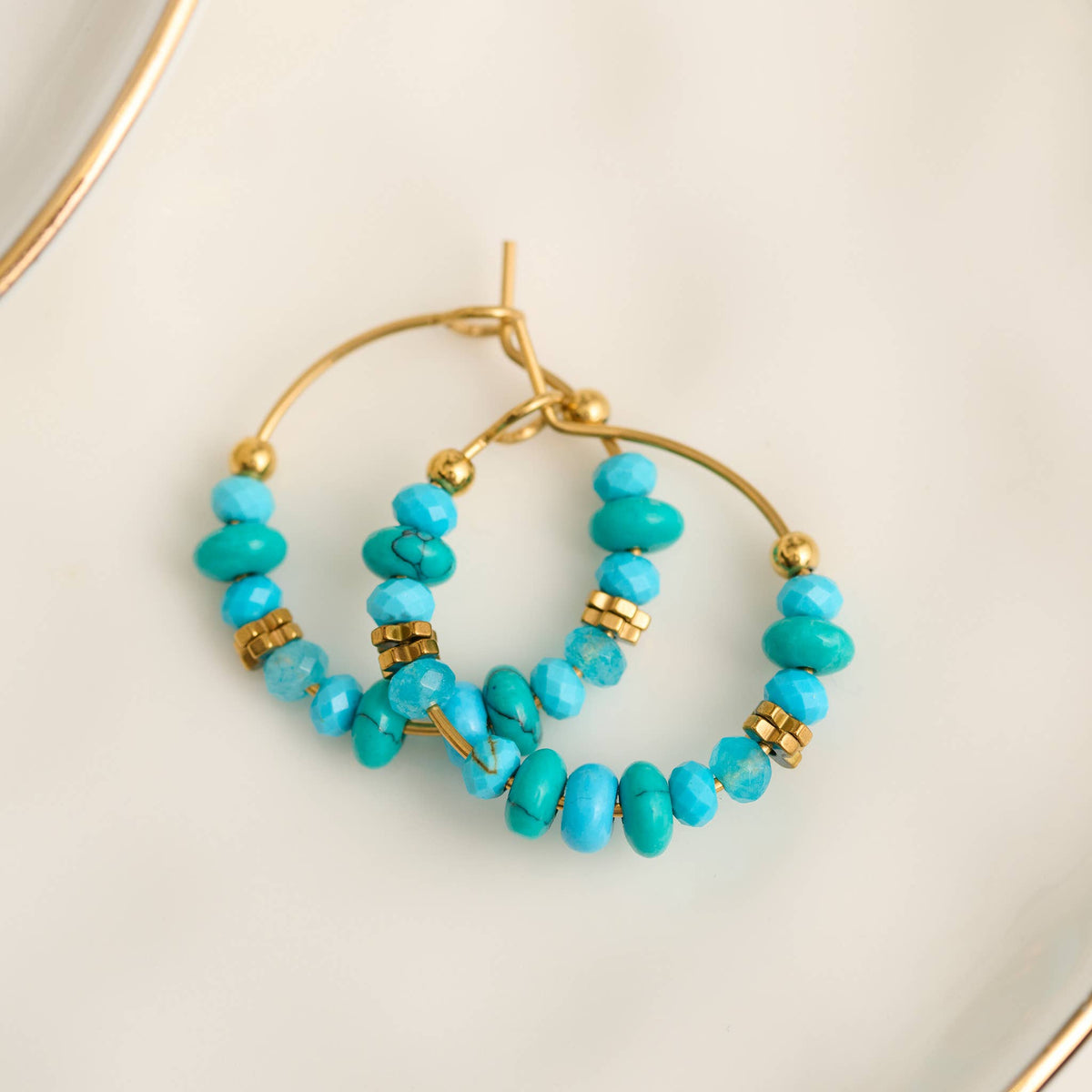 Howard's - Hoop Earrings Gemstone Beaded Waterproof Narelle Gold