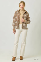 Festive Flower Embroidery Hoodie Jacket