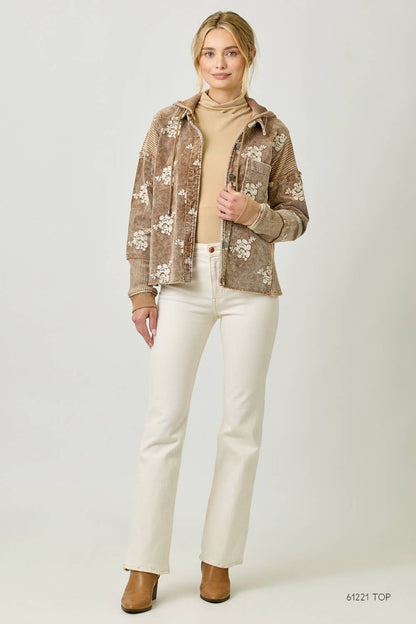 Festive Flower Embroidery Hoodie Jacket