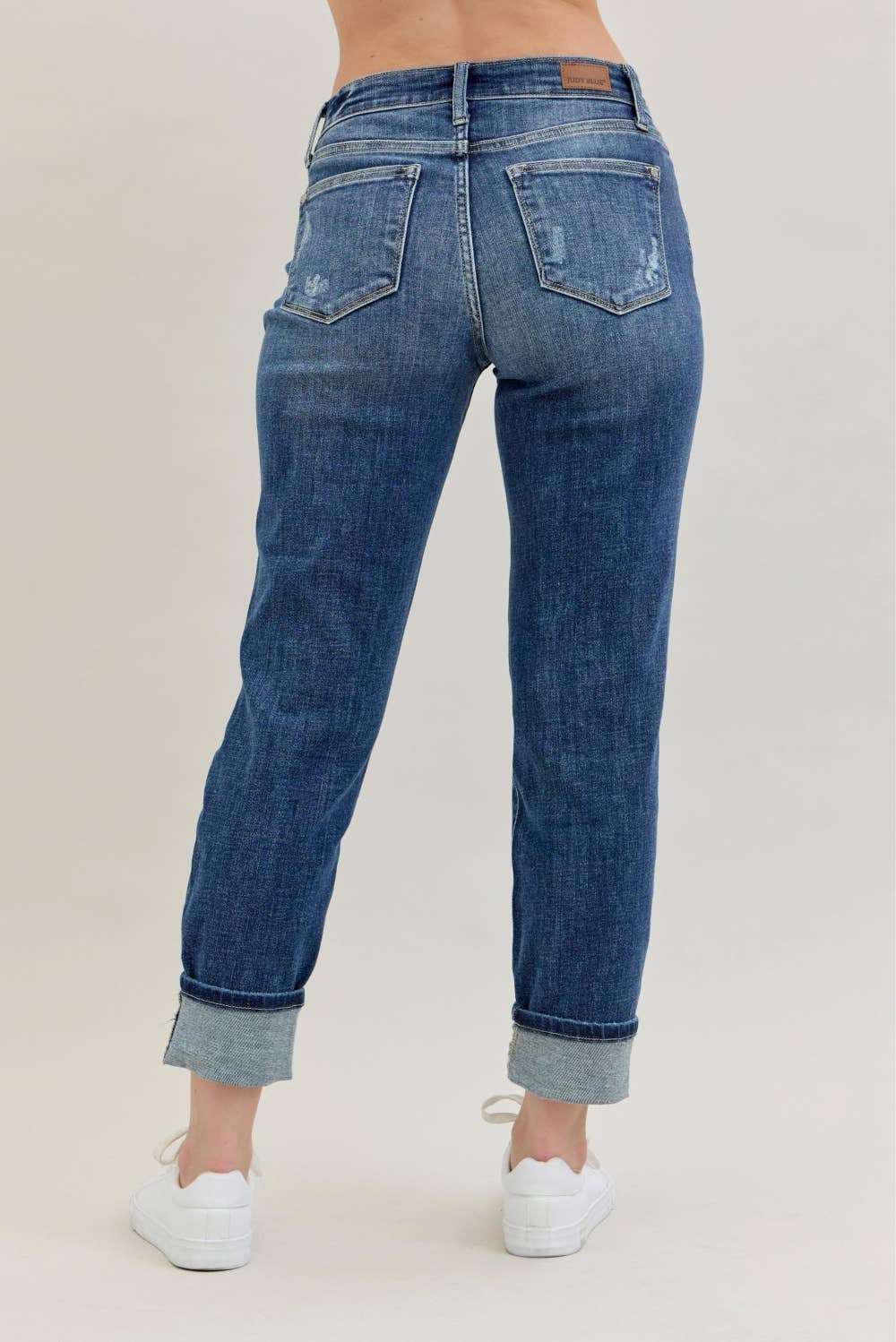 Judy Blue Jeans - Midrise Cuffed Boyfriend w Destroy