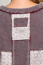 Pol Clothing - Waffle Knit Contrast Patchwork Top