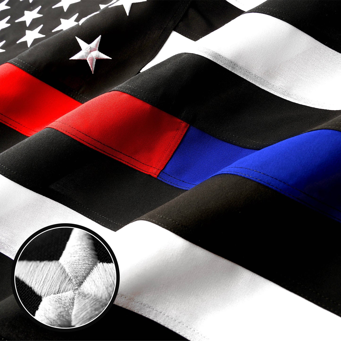 G128 - Thin Red & Thin Blue Line Flag 220GSM Embroidered Spun Polyester 3x5 Ft