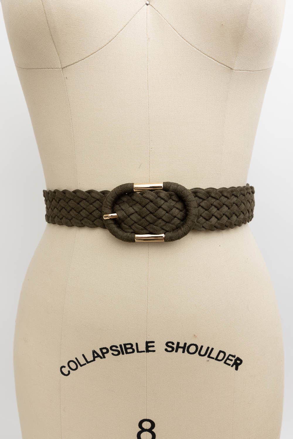 Braided PVC Suede Oval Buckle Belt: Black