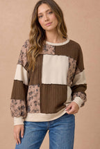 Haptics - Floral and Cable Knit Patchwork Top