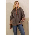 Sage + Fig - VINTAGE PLAID MIXED-MEDIA HOODIE PULLOVER