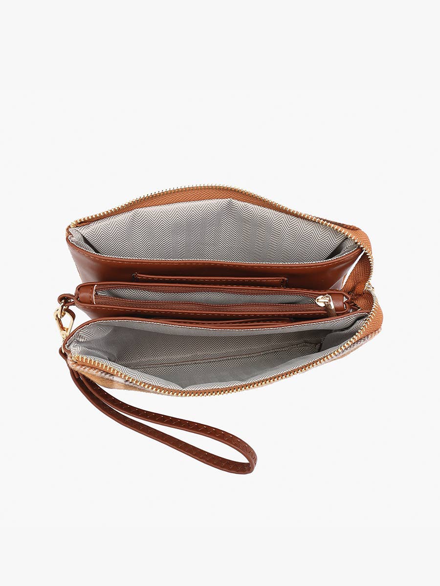 Jen & Co. - M013-PLD Riley Plaid 3 Compartment Crossbody/Wristlet
