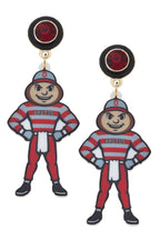 Canvas Style - Ohio State Brutus Buckeye Resin Mascot Earrings in Red/Grey