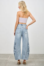 HIGH RISE LOW CURVE BARREL WITH EMBROIDERY Saige Denim