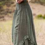 Young Threads - Boho Smocked Mineral Wash Lace Tiered Ruffle Pants NEW