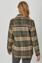 Fringe Detailed Plaid Jacket