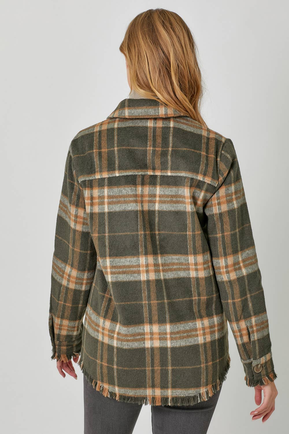 Fringe Detailed Plaid Jacket