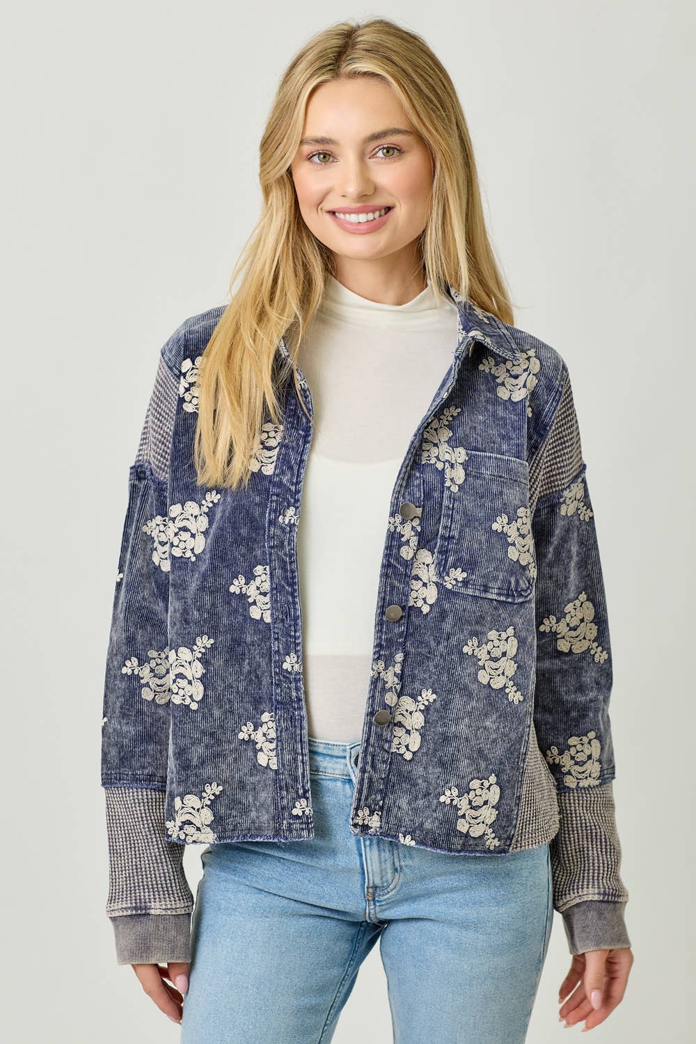 Festive Flower Embroidery Hoodie Jacket