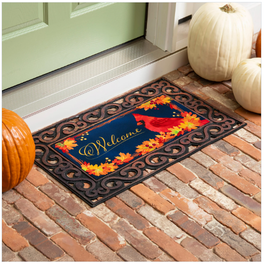 Fall Cardinal Wreath Sassafras Switch Mat