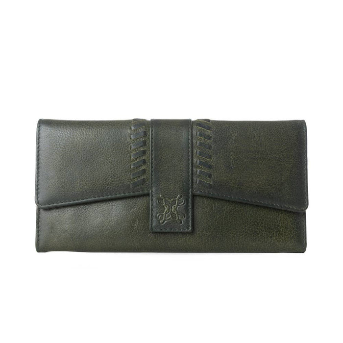 Myra Bag - Myra Zidana Santa Fe Woven Veg Tanned Leather Wallet in Luna Green