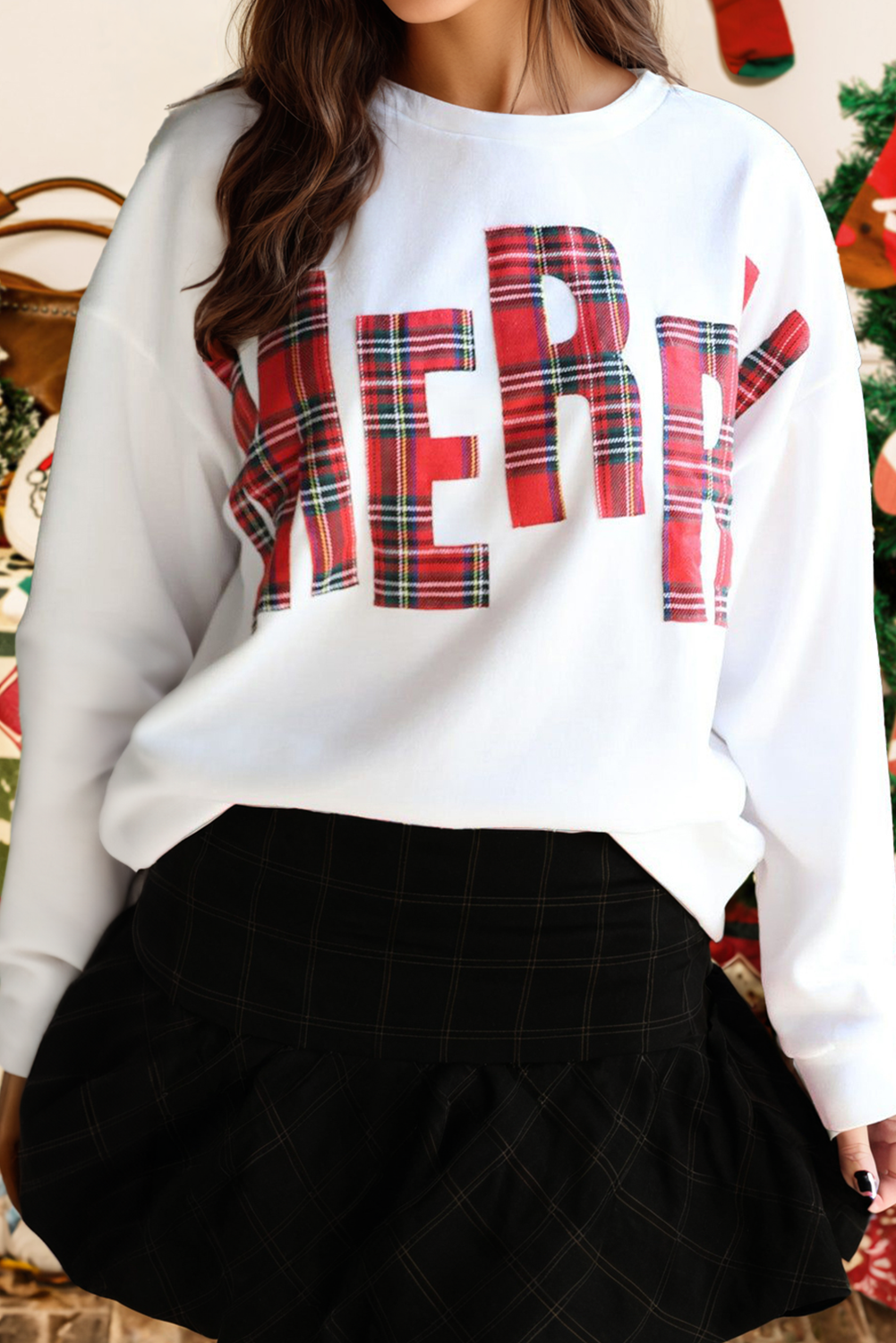 W Plaid MERRY Christmas Vacation Sweatshirt