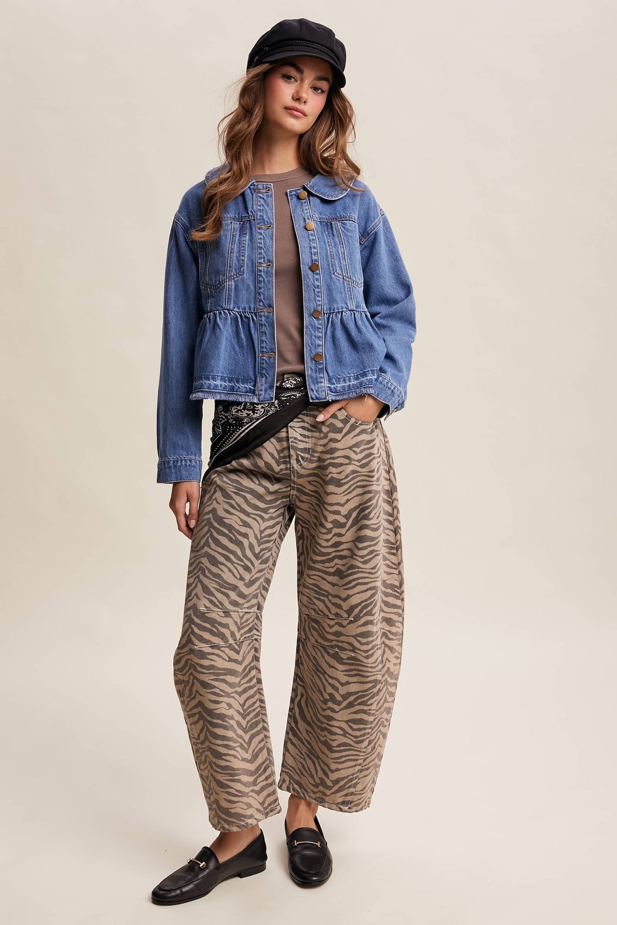Listicle - Peplum Hem Denim Jacket