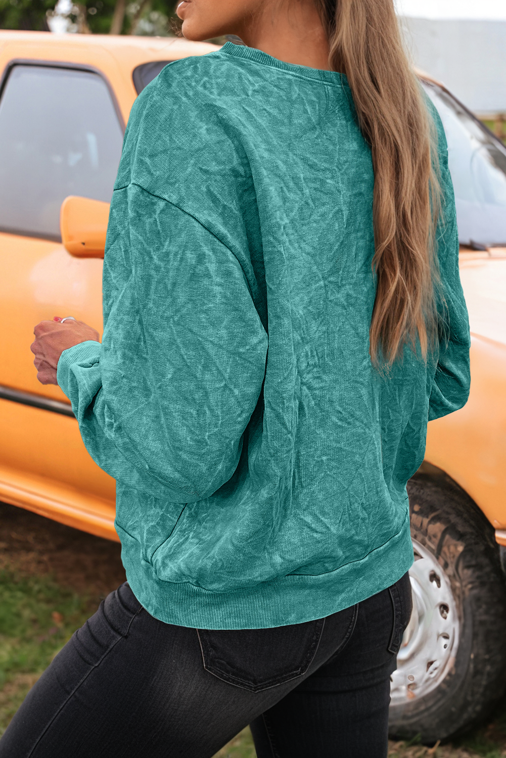 Saved By Grace Embroidery Mineral Wash Loose Sweatshirt