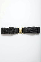 Oval Buckle Braided Elastic Belt: Brown