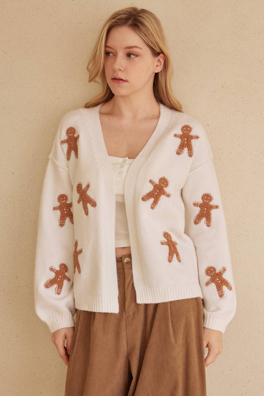 Mello. - Gingerbread Man Patch Cardigan