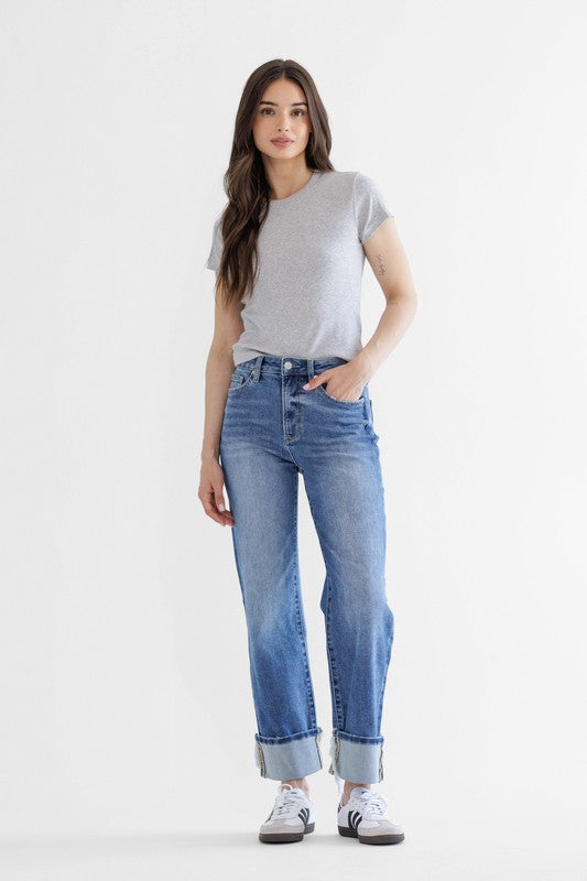 Mica Super High Rise Relaxed Straight Cuffed Leg