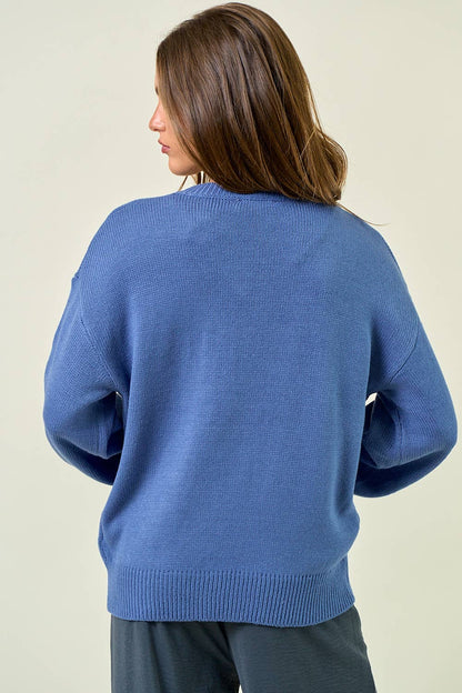 HOWDY' EMBROIDERED ROUND NECK OVERSIZED SWEATER