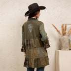 Young Threads - Boho Embroidered Floral Plaid Button-Down Top NEW