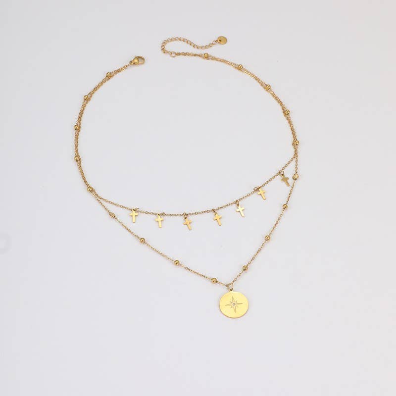 18K STAINLESS STEEL TARNISH FREE CROSS NECKLACE