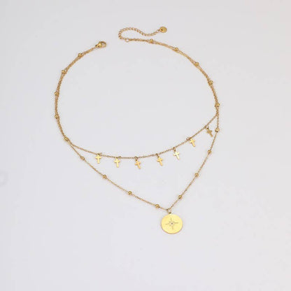 18K STAINLESS STEEL TARNISH FREE CROSS NECKLACE