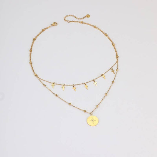 18K STAINLESS STEEL TARNISH FREE CROSS NECKLACE